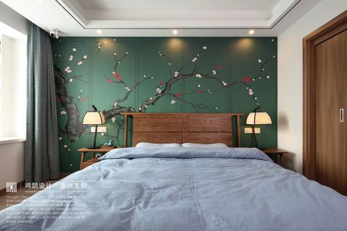 卧室床2装修效果图中式现代主卧设计图