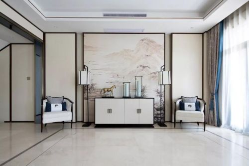 客厅窗帘装修效果图重庆中海峰墅客厅端景台设计