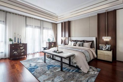 卧室窗帘装修效果图重庆中海峰墅主卧设计图