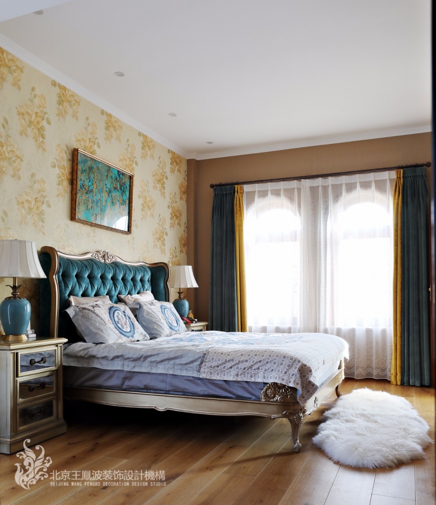 卧室窗帘3装修效果图温情美式风主卧设计图美式卧室设计图片赏析