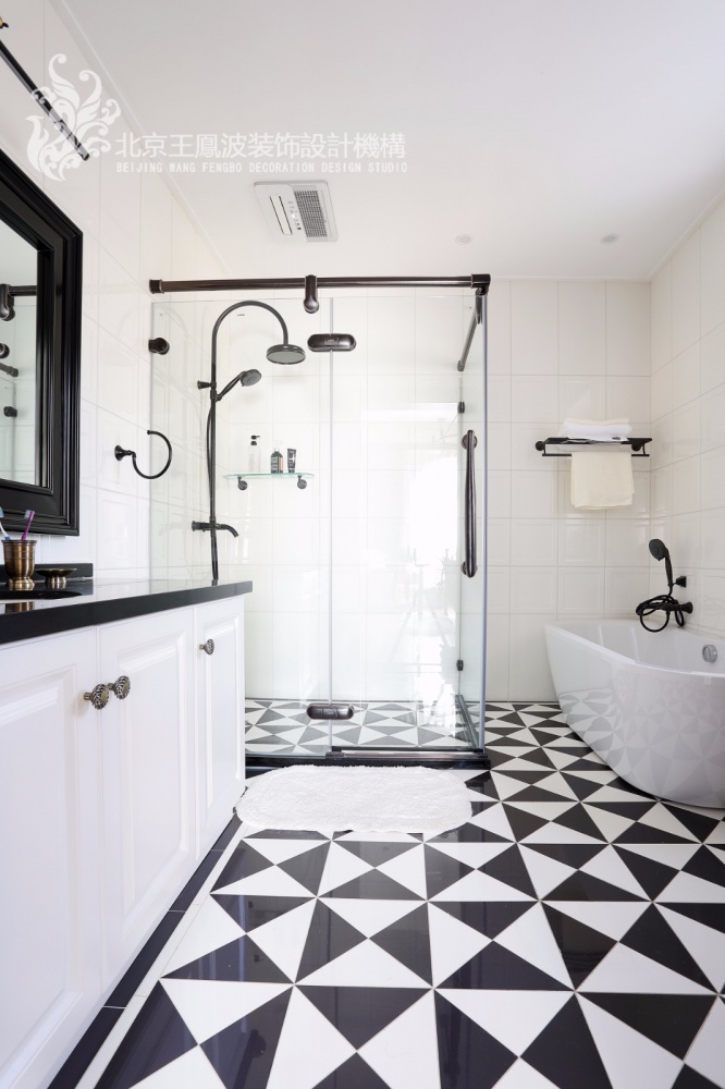 卫生间洗漱台4装修效果图温情美式风卫浴设计图美式卫生间设计图片赏析