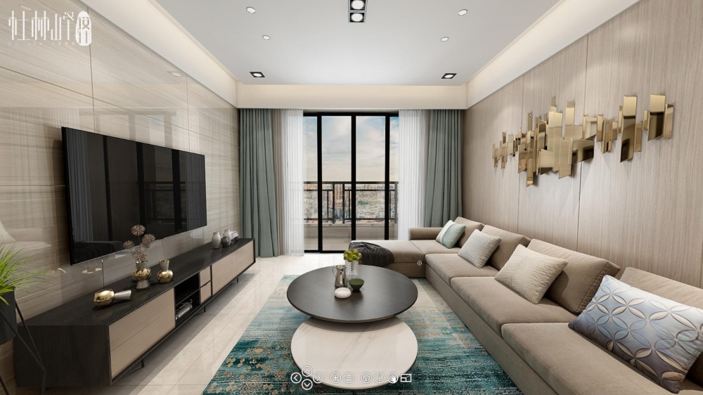 客厅窗帘装修效果图重庆华润中央公园现代简约客厅设计图片赏析