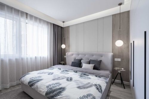 卧室窗帘装修效果图现代风样板房主卧设计