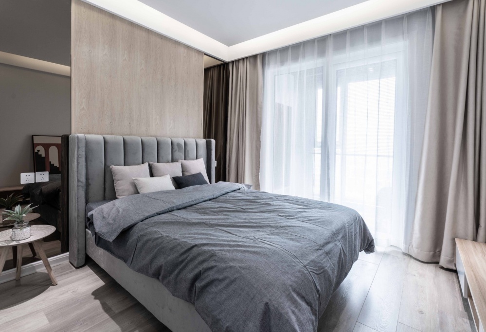 卧室床装修效果图现代风样板房主卧室设计现代简约卧室设计图片赏析