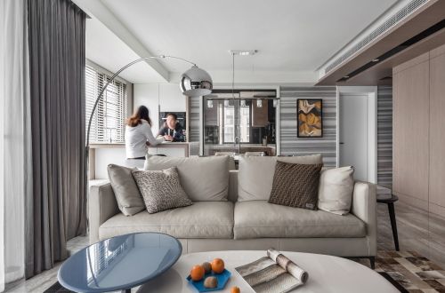 客厅沙发4装修效果图“一字型”户型现代客厅沙发图片