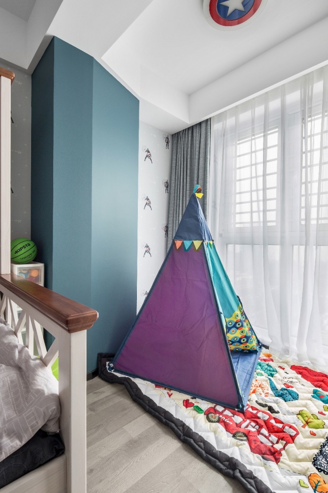 卧室1装修效果图“一字型”户型现代儿童房设计图现代简约卧室设计图片赏析