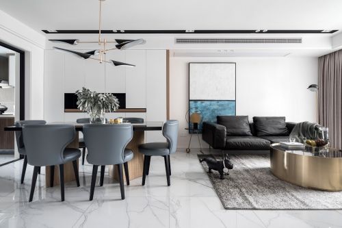 客厅沙发1装修效果图黑白系现代三居餐厅实景图片