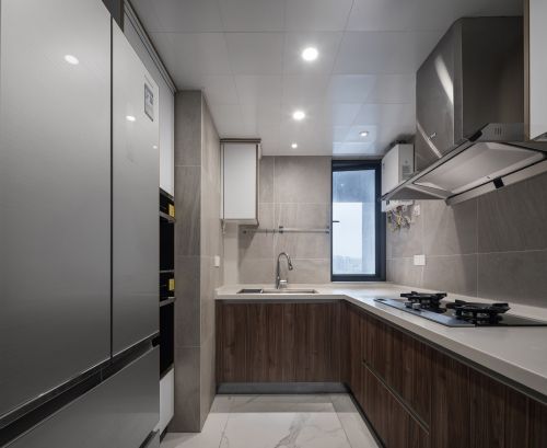 餐厅橱柜装修效果图黑白系现代三居厨房设计图