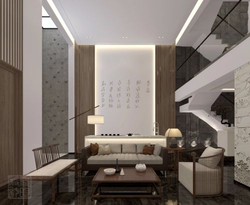 客厅装修效果图明昇壹城日式风格200m²以上别墅豪宅日式家装装修案例效果图