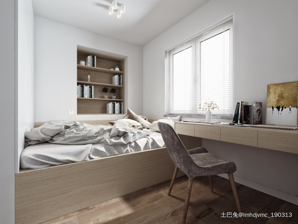 66㎡小房子的空间意境北欧风卧室设计图片赏析