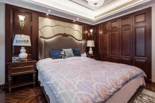 卧室窗帘2装修效果图柔和美式风主卧设计