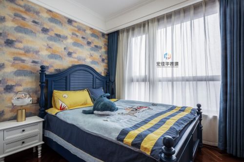 卧室窗帘2装修效果图柔和美式风儿童房实景图