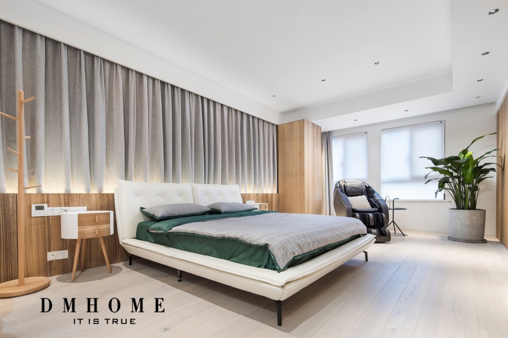 卧室窗帘3装修效果图260㎡顶层大平房，幸福大气的北欧风卧室设计图片赏析