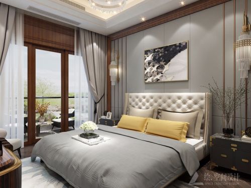 卧室窗帘装修效果图中式风格别墅设计