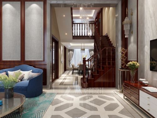 客厅沙发3装修效果图中式风格别墅设计