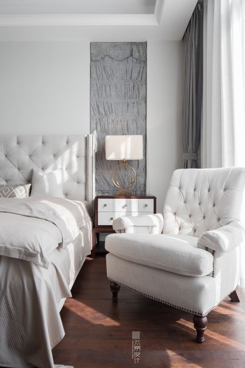卧室窗帘7装修效果图现代美式|静·谧|360㎡