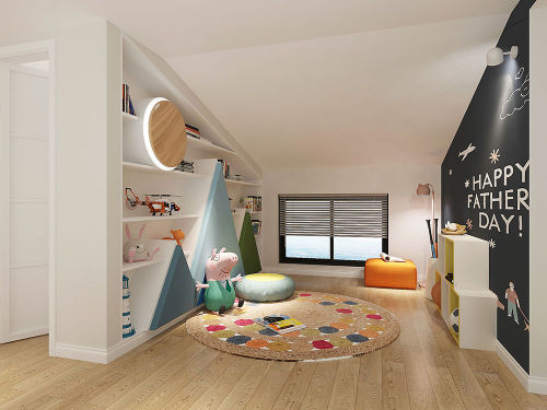 功能区木地板装修效果图现代美式+北欧风情温馨舒压的居