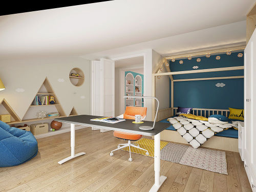 卧室1装修效果图现代美式+北欧风情温馨舒压的居