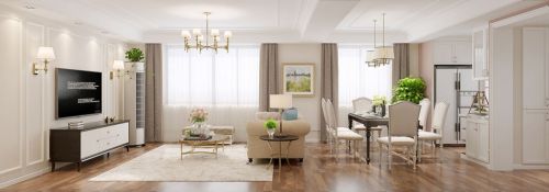 客厅窗帘1装修效果图现代美式+北欧风情温馨舒压的居
