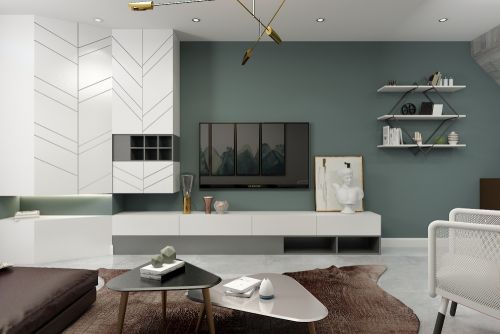 客厅装修效果图复式现代101-120m²复式现代简约家装装修案例效果图
