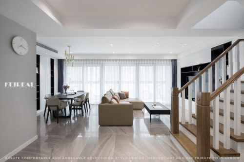 客厅窗帘装修效果图狮山原著151-200m²复式现代简约家装装修案例效果图