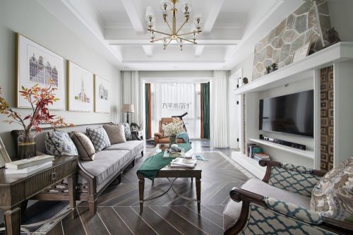 《相遇缇香》方平米设计客厅窗帘151-200m²复式美式经典家装装修案例效果图