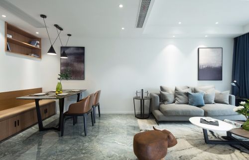 客厅窗帘装修效果图黑白格2017至2018设计并101-120m²二居现代简约家装装修案例效果图