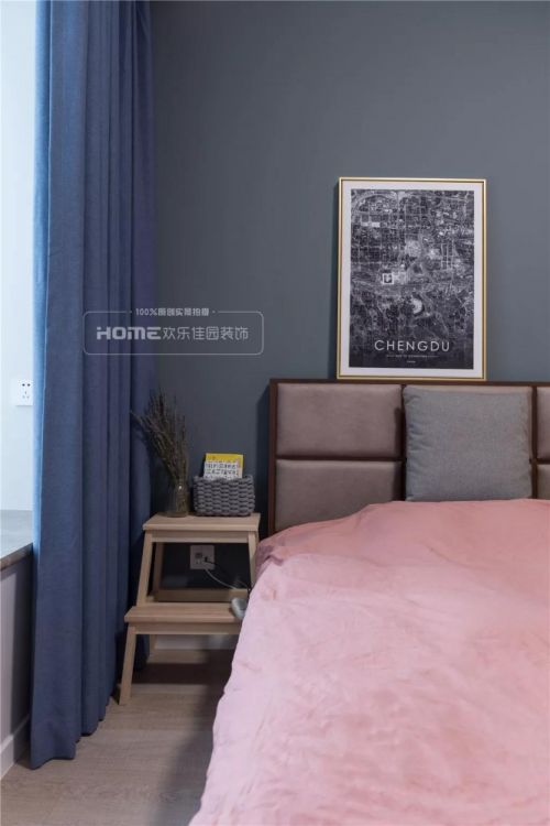 卧室床3装修效果图欢乐佳园装饰|灰色＋粉色都市人