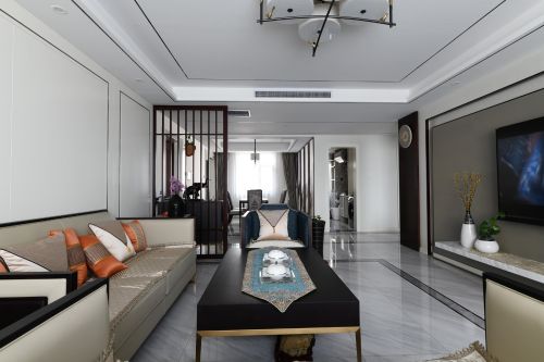 中式现代180㎡别墅豪宅客厅2023装饰效果图片