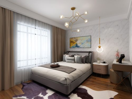 卧室装修效果图奢与白101-120m²四居及以上混搭家装装修案例效果图