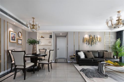 客厅沙发装修效果图流光溢彩，轻奢婚房，生活也可以121-150m²四居及以上美式家装装修案例效果图
