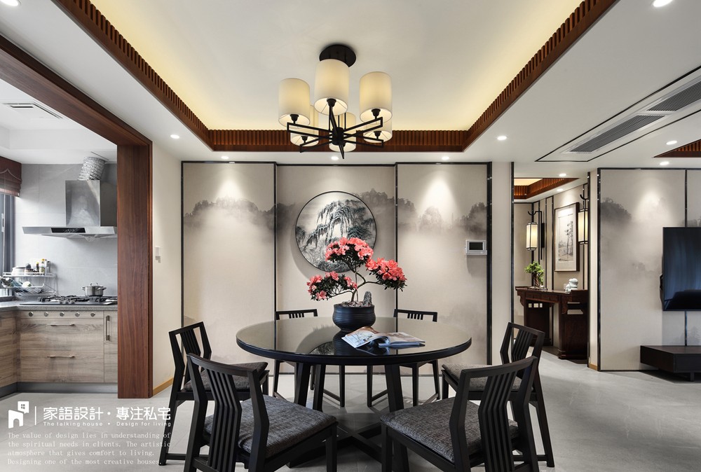 厨房吊顶装修效果图行居新中式餐厅设计图片赏析