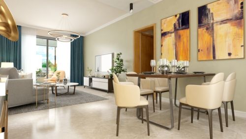 客厅装修效果图现代121-150m²一居现代简约家装装修案例效果图