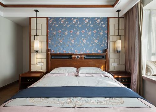 卧室床3装修效果图欢乐佳园装饰|中式韵味，传统色