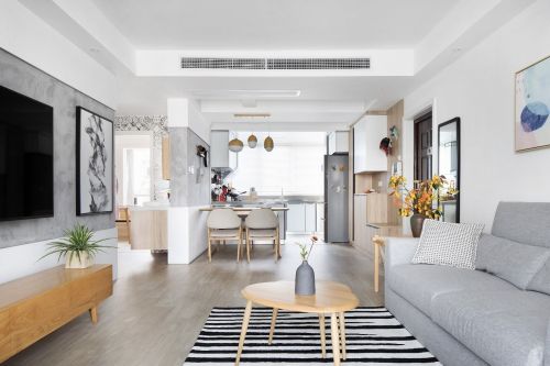 客厅装修效果图游走于灰色调200m²以上二居现代简约家装装修案例效果图