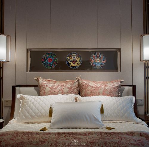 卧室床装修效果图怡清雅居新中式样板房