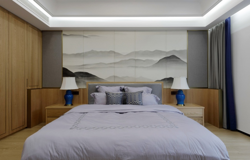 卧室床1装修效果图“清流派”：新中式复式大宅新中式卧室设计图片赏析