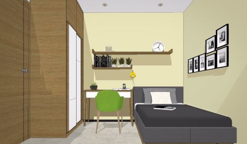 卧室装修效果图革新路私宅60m²以下二居北欧风家装装修案例效果图
