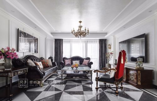 四居美式185㎡客厅装饰效果图片