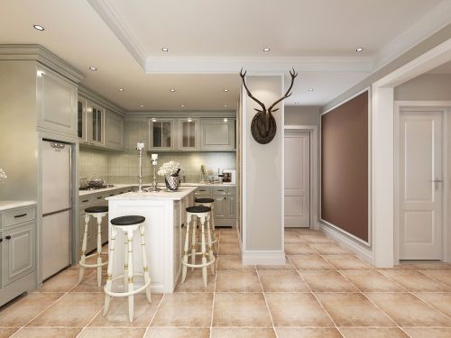 厨房装修效果图玺悅61-80m²一居美式经典家装装修案例效果图
