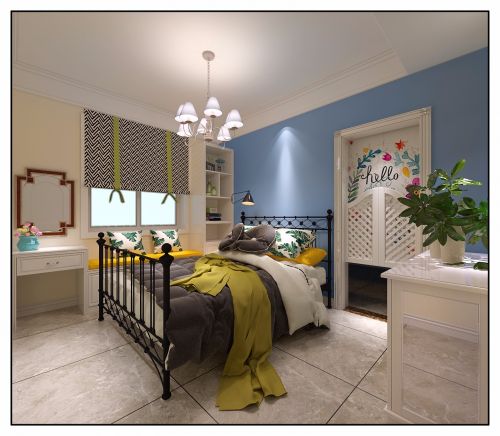卧室装修效果图休闲美式121-150m²三居美式家装装修案例效果图