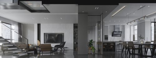 客厅隔断3装修效果图极简黑白灰，精致的生活格调！