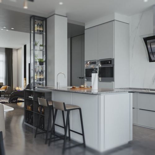 厨房橱柜3装修效果图极简黑白灰，精致的生活格调！