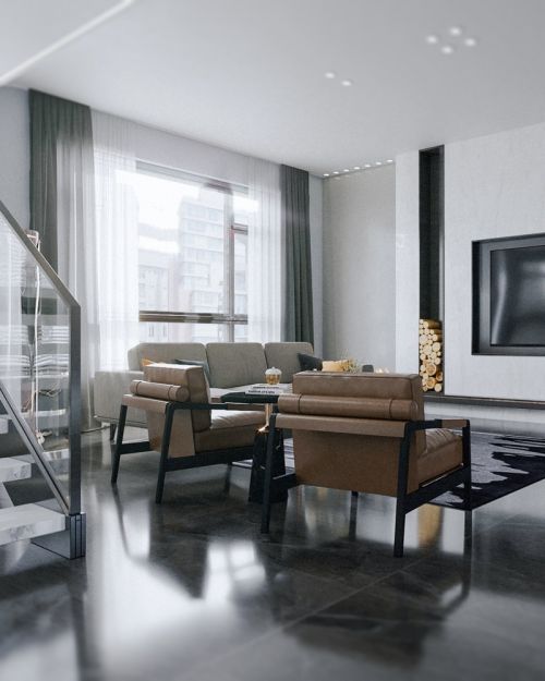 客厅窗帘2装修效果图极简黑白灰，精致的生活格调！
