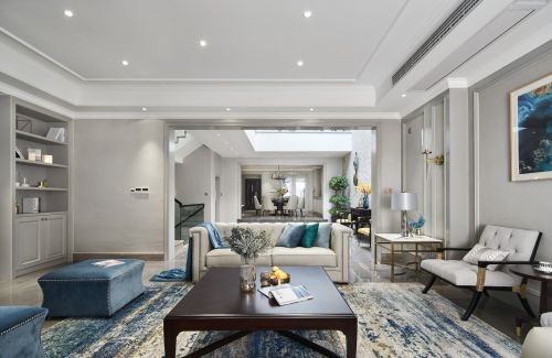 客厅窗帘4装修效果图气质灰+蓝融合美式与现代的优雅