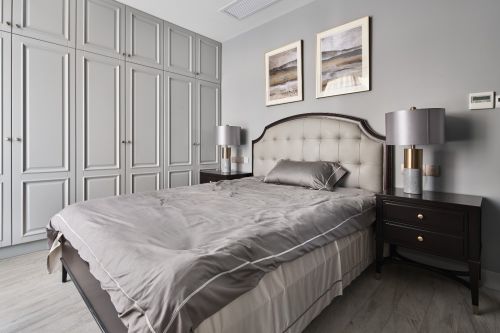 卧室床15装修效果图气质灰+蓝融合美式与现代的优雅