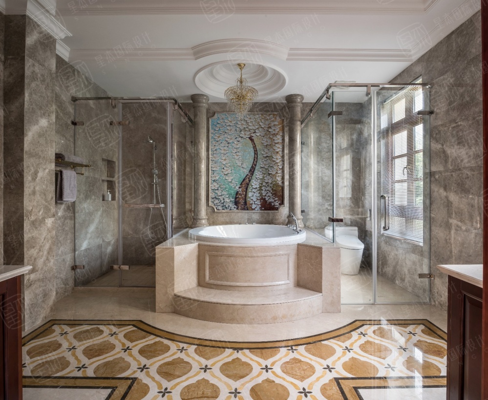 绿城蓝庭法式古典别墅设计卫生间洗漱台1图欧式豪华卫生间设计图片赏析