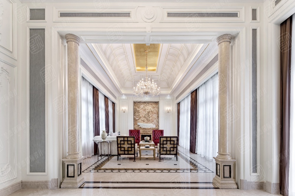 绿城蓝庭法式古典别墅设计客厅瓷砖1图欧式豪华客厅设计图片赏析