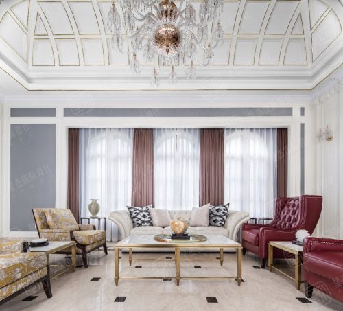 客厅窗帘2装修效果图绿城蓝庭法式古典别墅设计