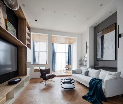 怎么让家更有高级感？客厅窗帘201-500m²别墅豪宅北欧极简家装装修案例效果图
